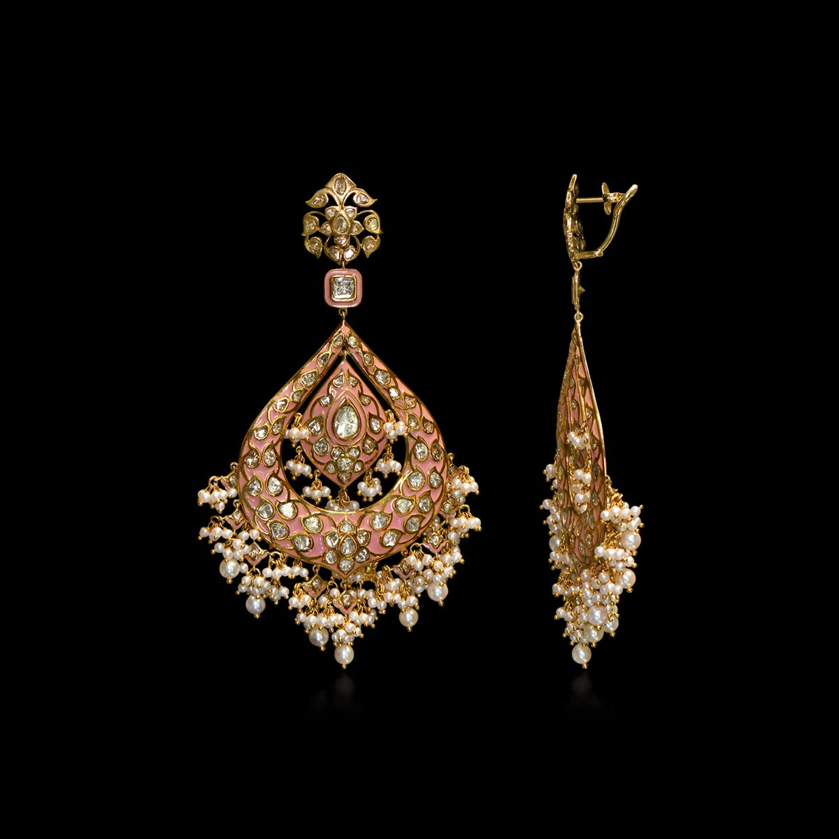 Peach Perfect Polki Chandbali