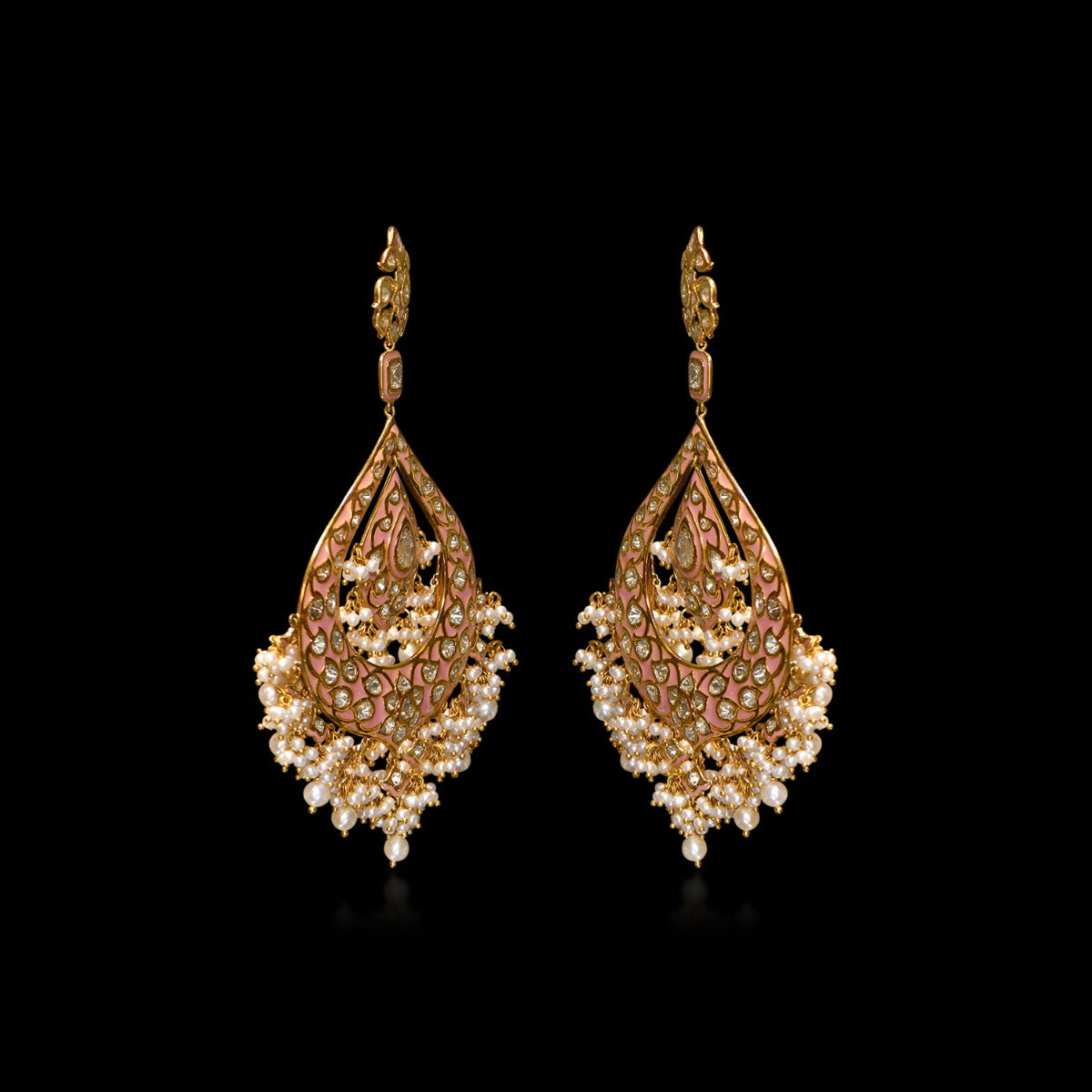 Peach Perfect Polki Chandbali