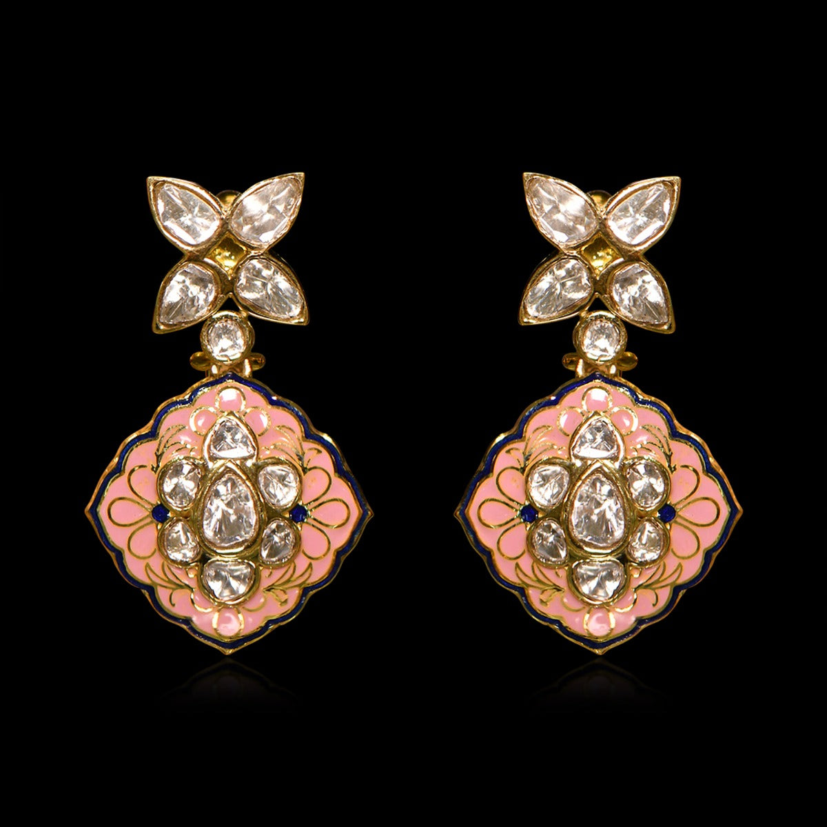 Trifecta Polki Enamel Necklace Set