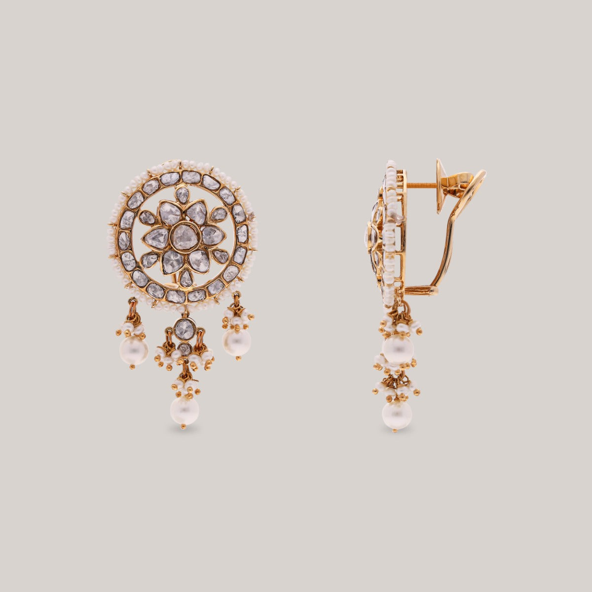 Moonlit Blossom Polki Earrings