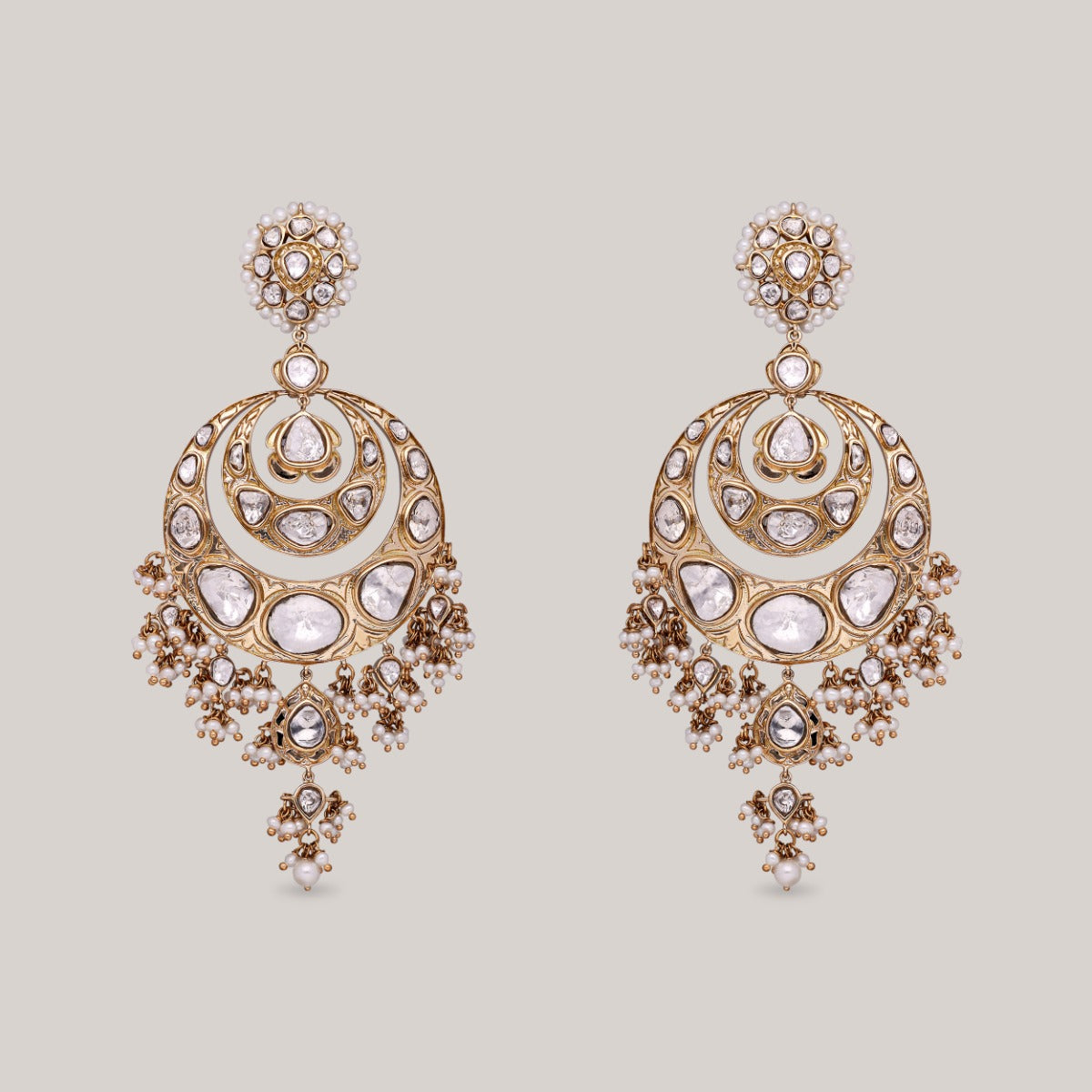 Moonlit Kundan Chandeliers Polki Earrings