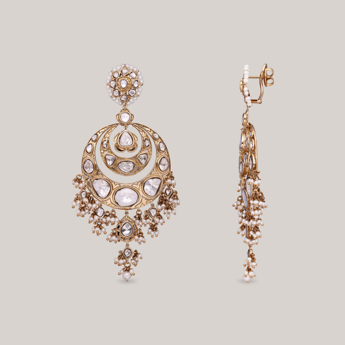 Moonlit Kundan Chandeliers Polki Earrings