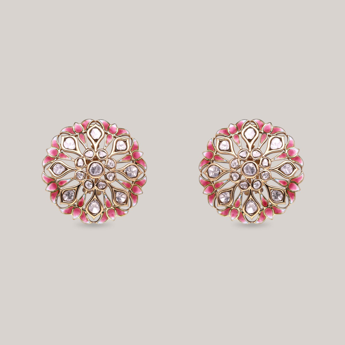 Floral Puff Open Polki Earrings