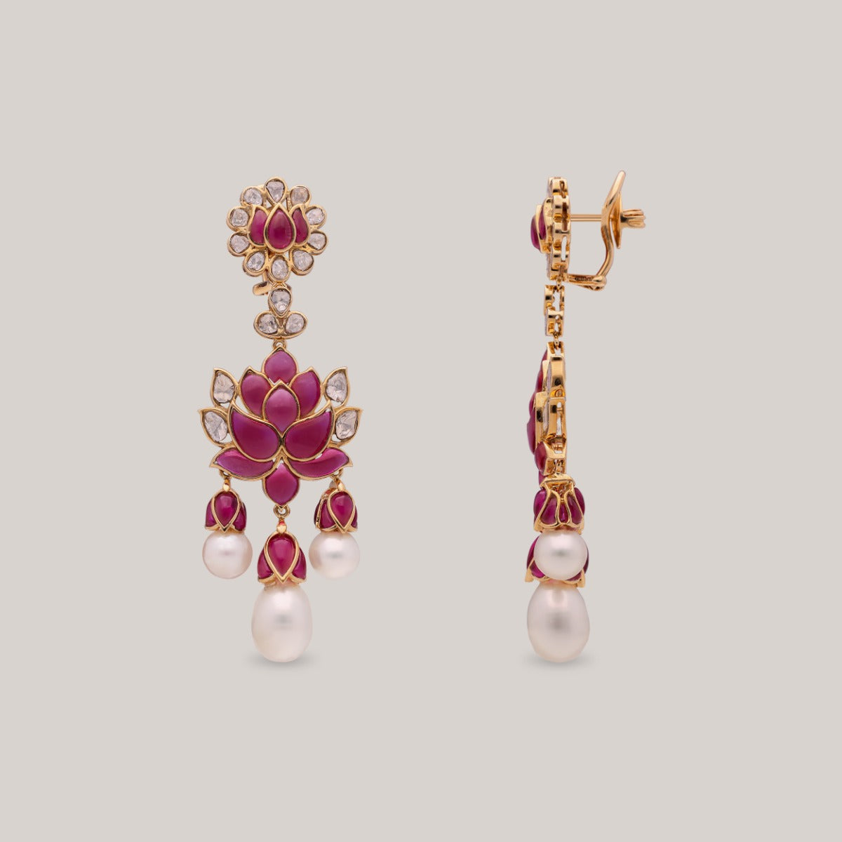 Lustro Lotus Polki Earrings