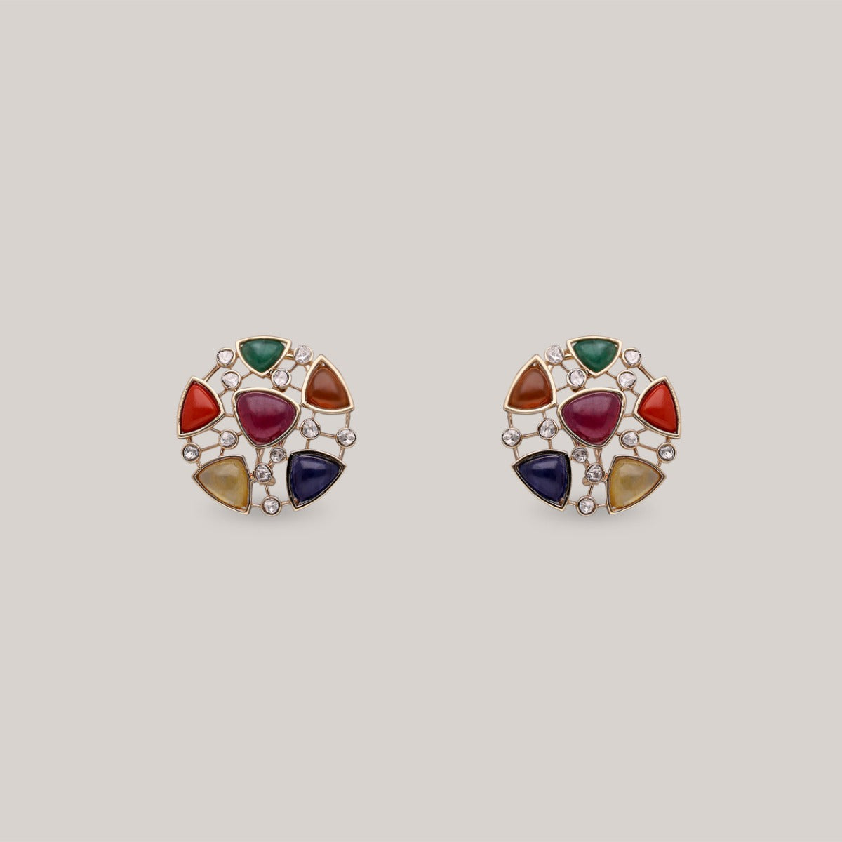 Mosaic Wheel Polki Earrings