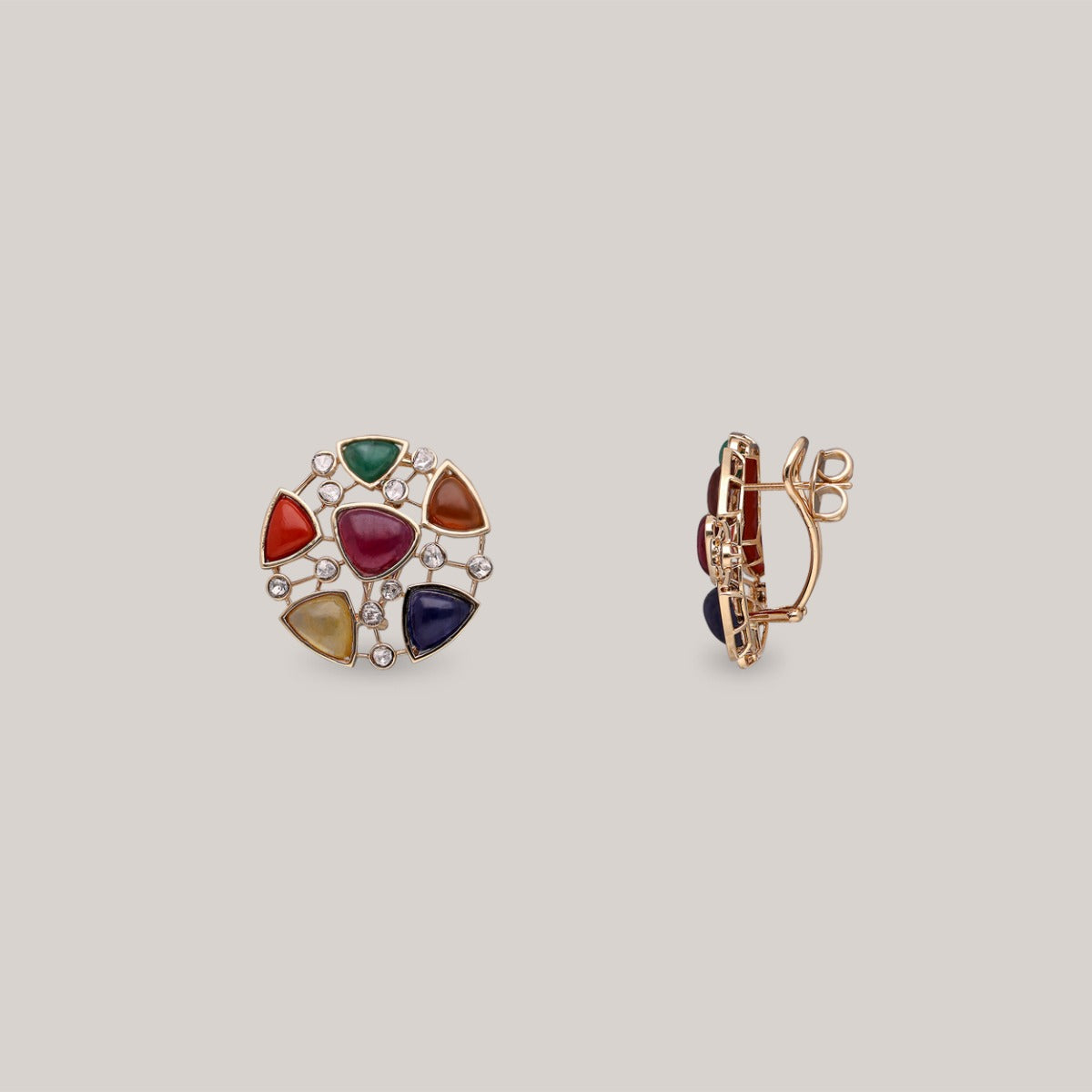 Mosaic Wheel Polki Earrings