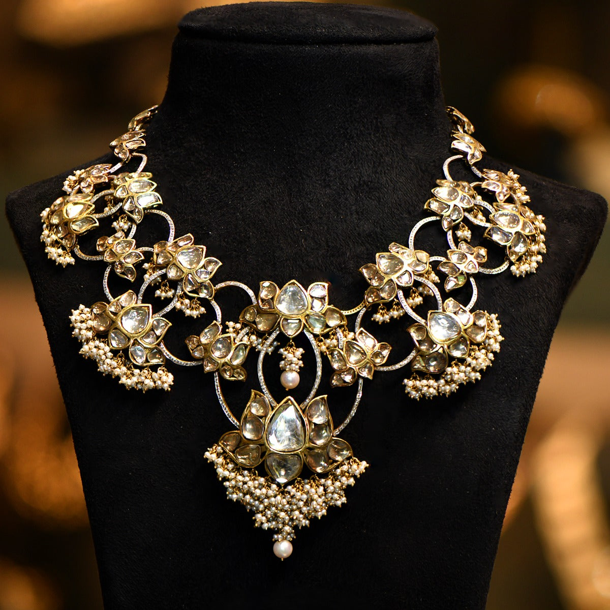 Water Lotus Polki Necklace
