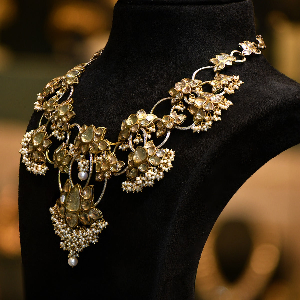 Water Lotus Polki Necklace