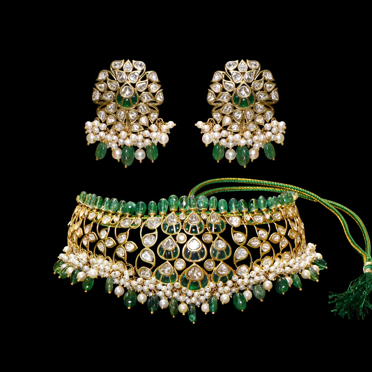 Neck Cuffed V Polki Choker Set