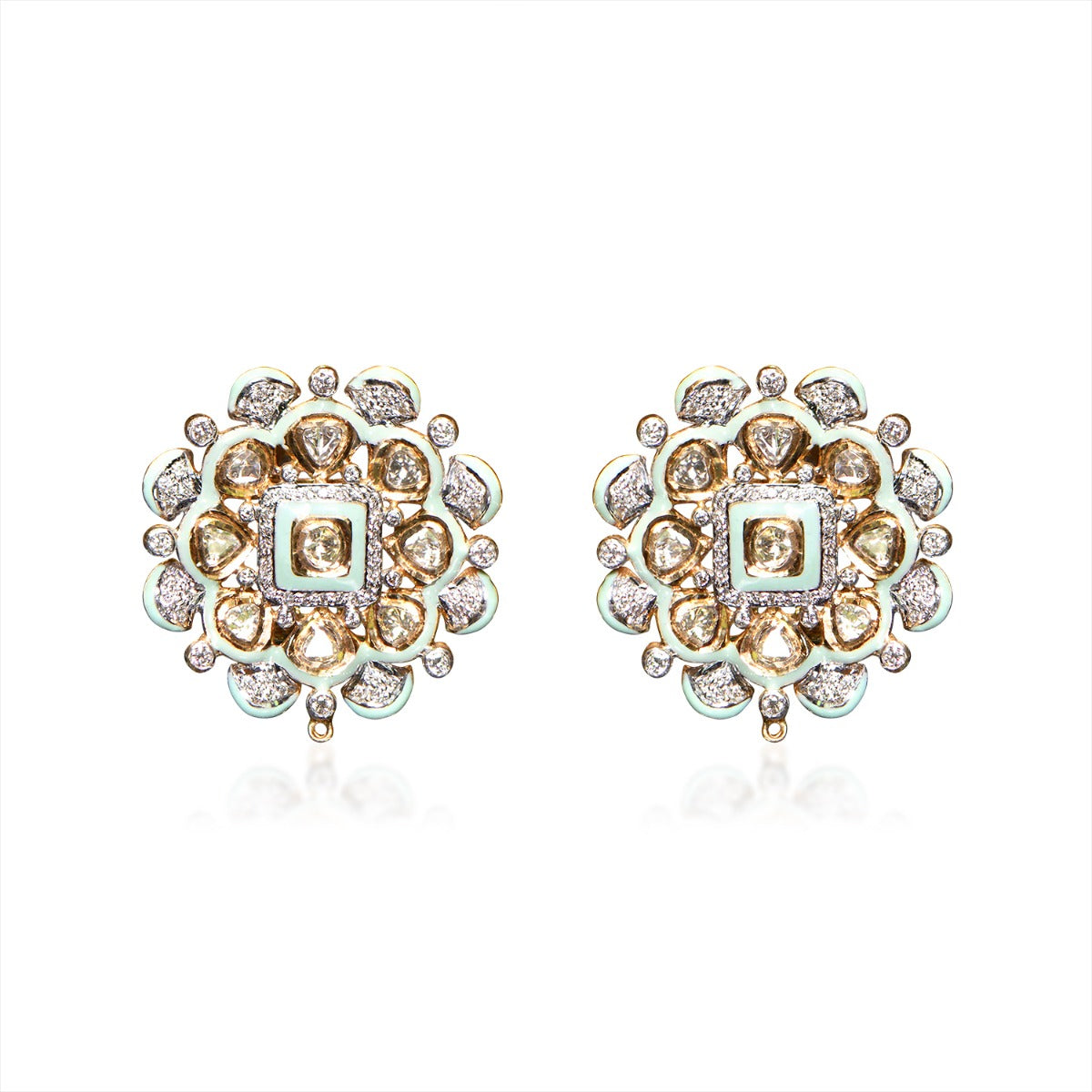 Snow White Stone Polki Earrings