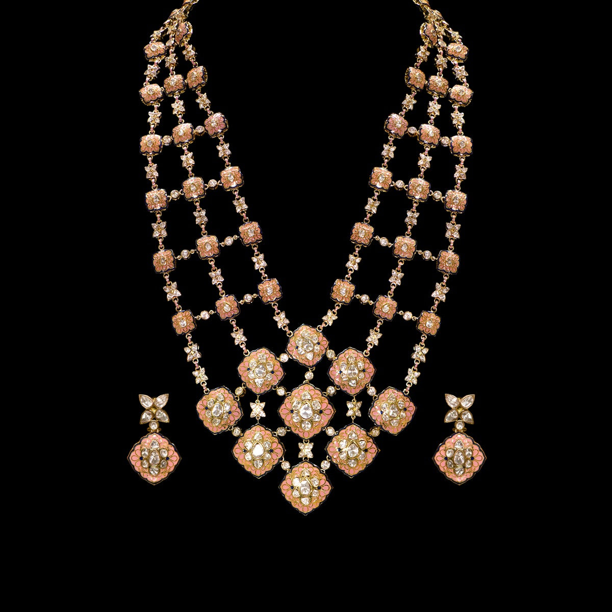 Trifecta Polki Enamel Necklace Set