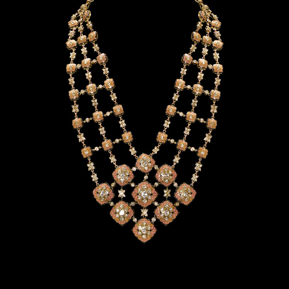 Trifecta Polki Enamel Necklace Set