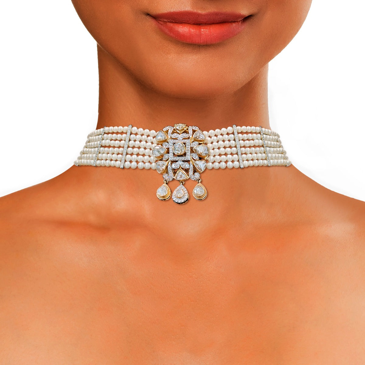 Sparkling Dewdrops Polki Choker Set