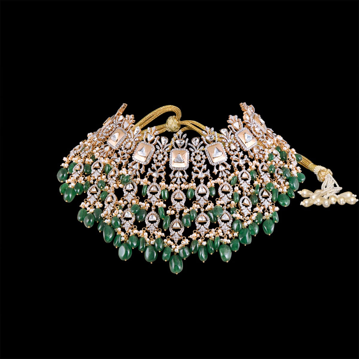 Breezy Emerald Polki Necklace