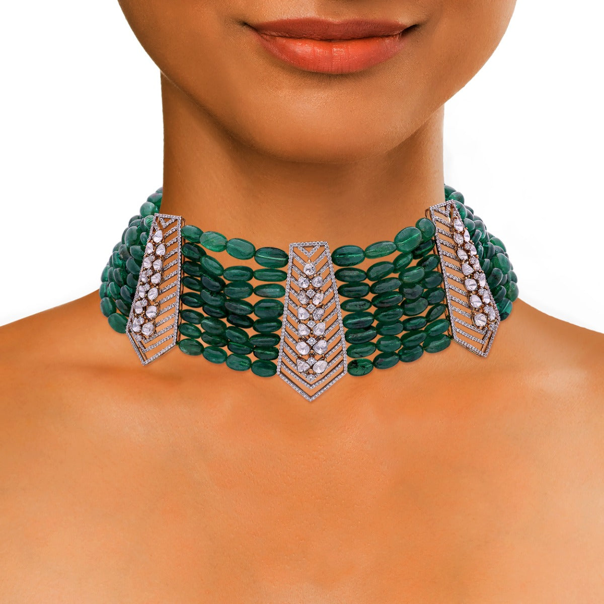 Esmeralda Polki Necklace Set