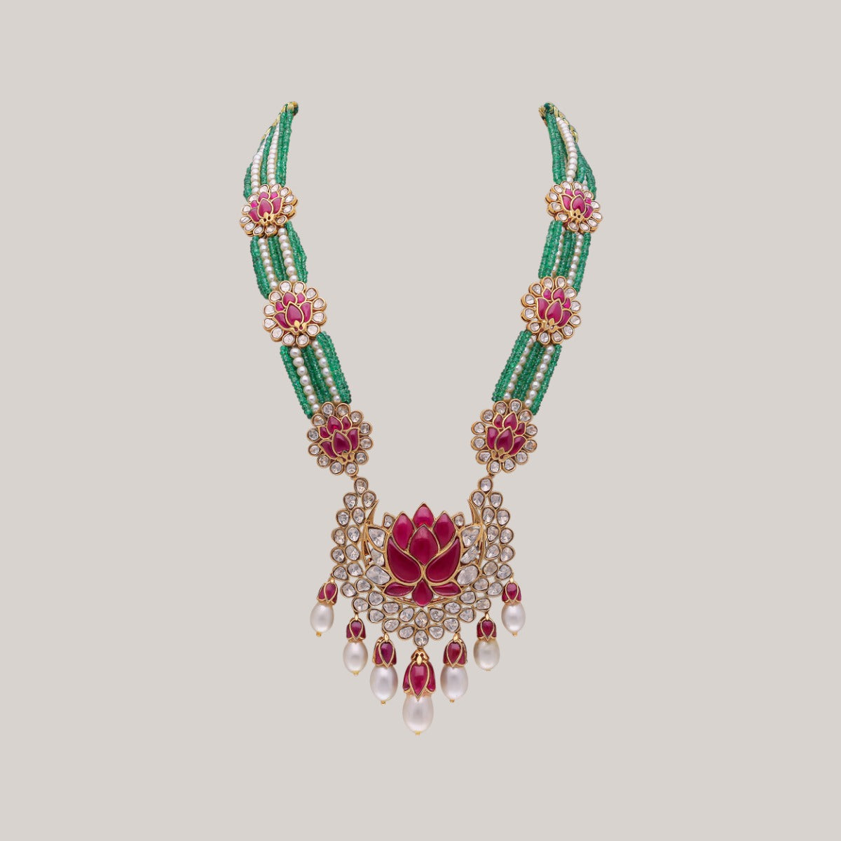 Empress Lotus Polki Necklace Set