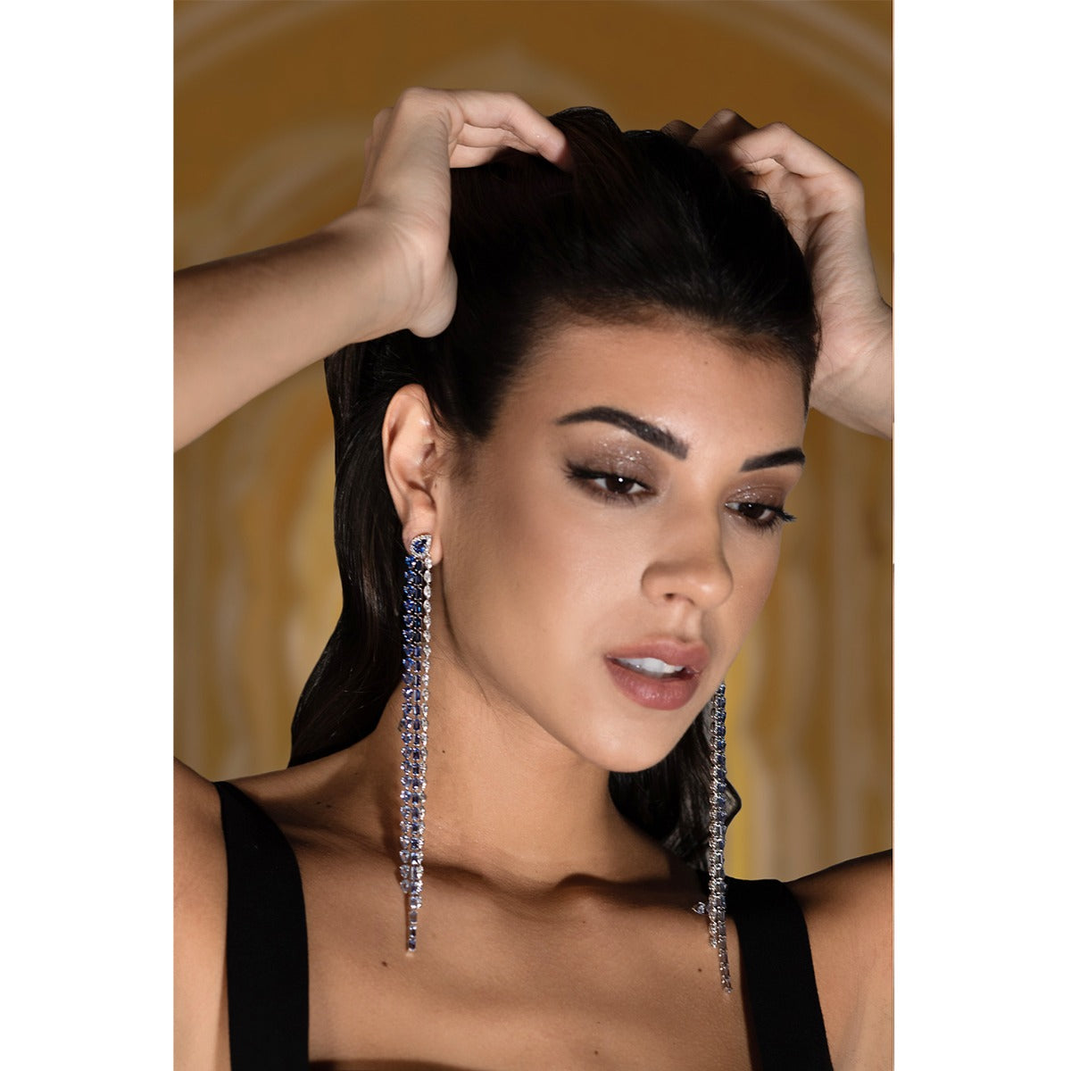 Sterling Sapphire Diamond Earrings