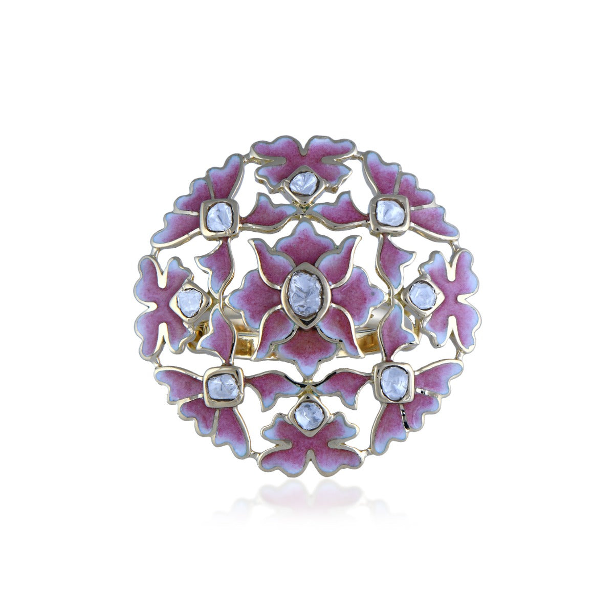 Magenta Petal Polki Ring