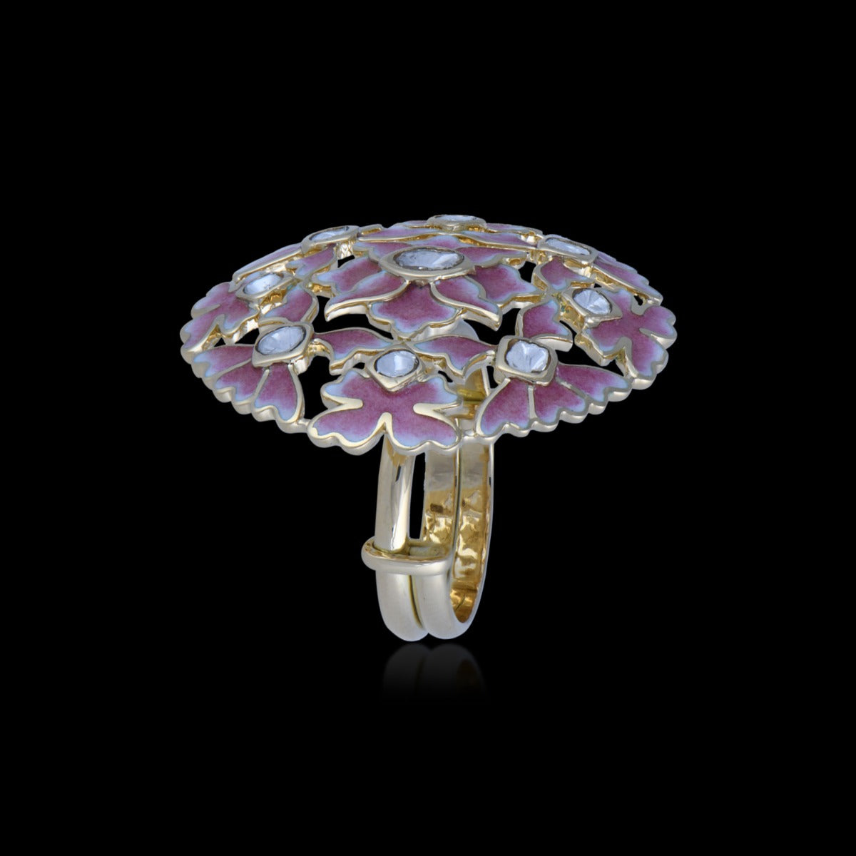 Magenta Petal Polki Ring