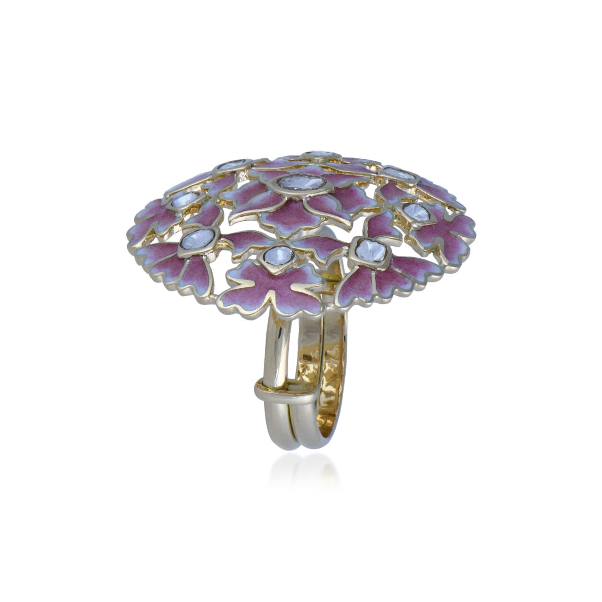Magenta Petal Polki Ring
