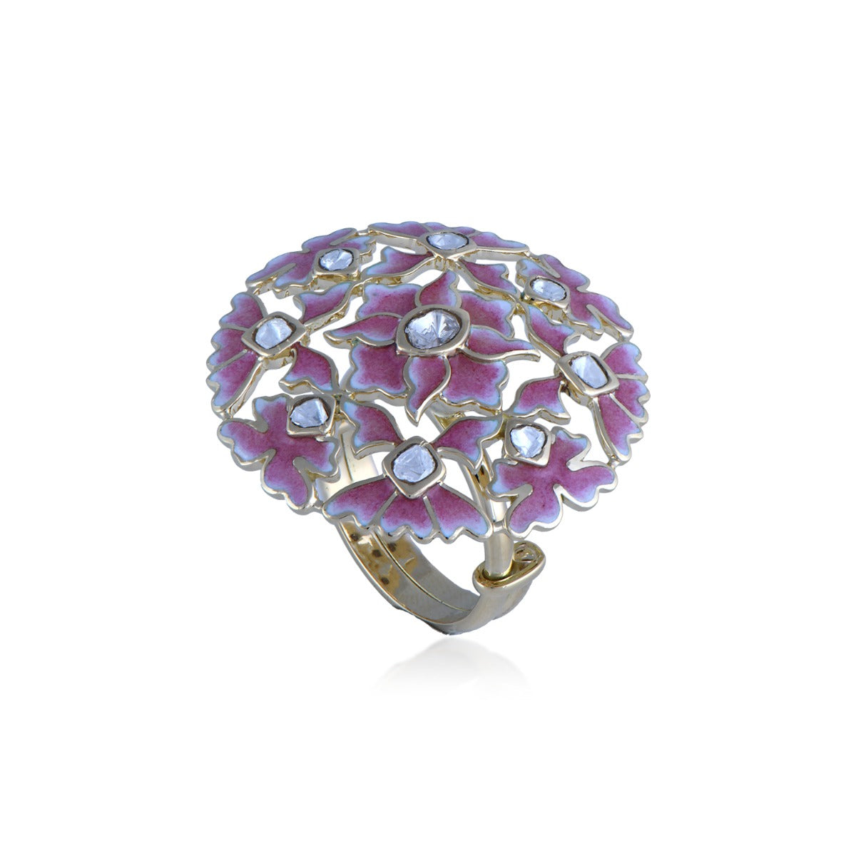 Magenta Petal Polki Ring