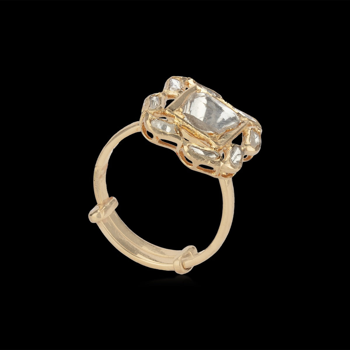 Abstract Square Polki Ring