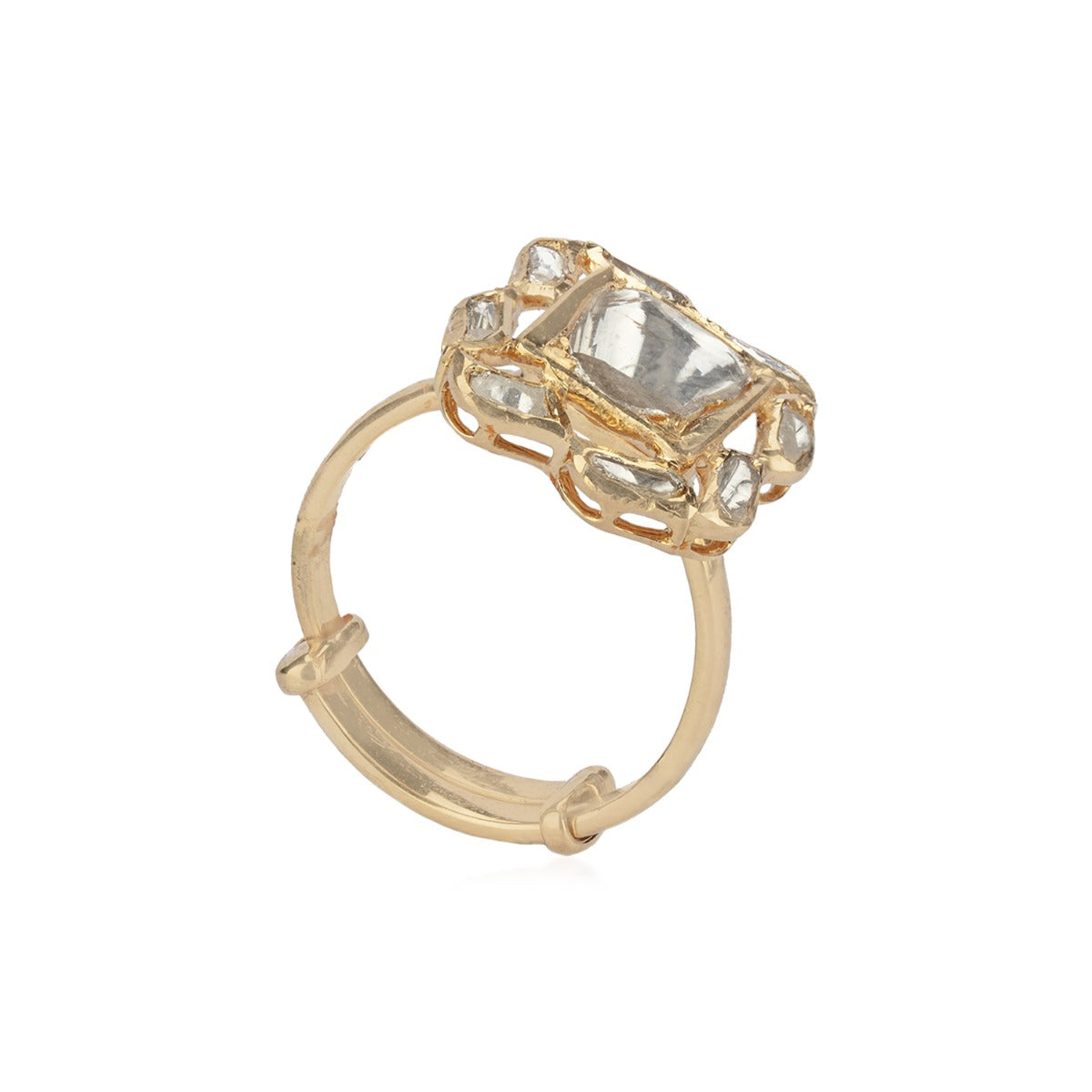 Abstract Square Polki Ring