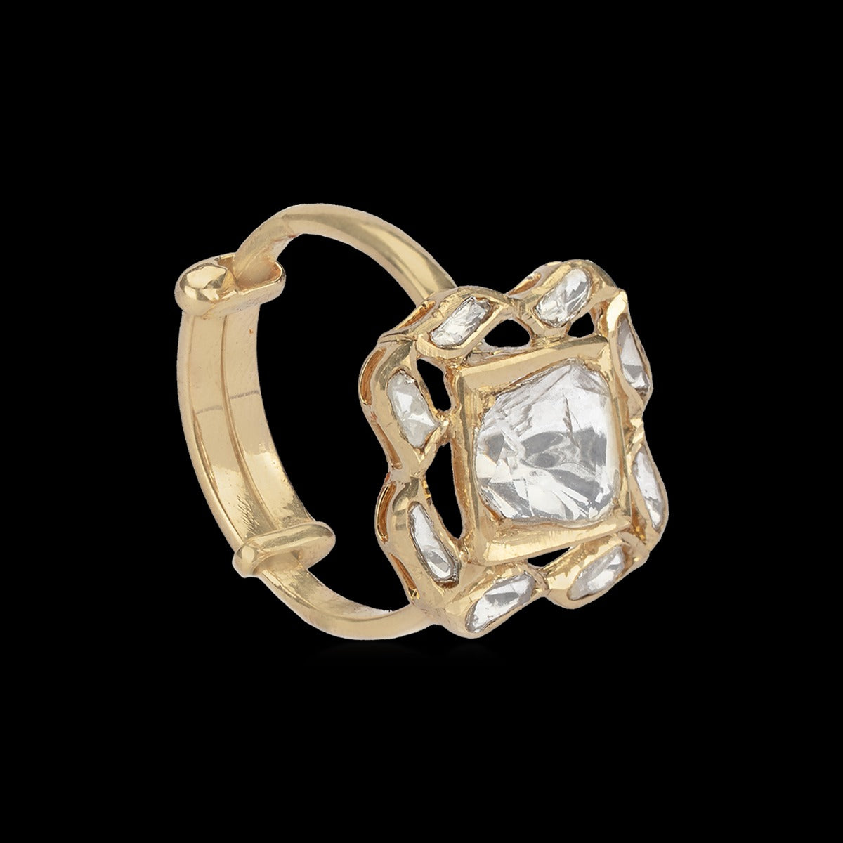 Abstract Square Polki Ring