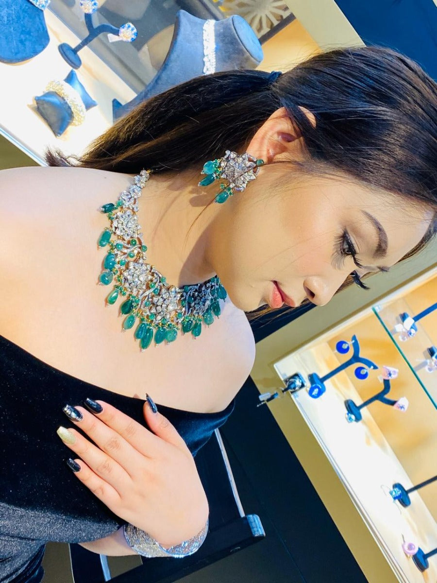 Floral Band Stone Polki Necklace Set