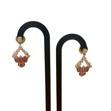 Lotus Enamel Diamond Earrings