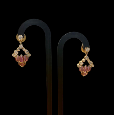 Lotus Enamel Diamond Earrings