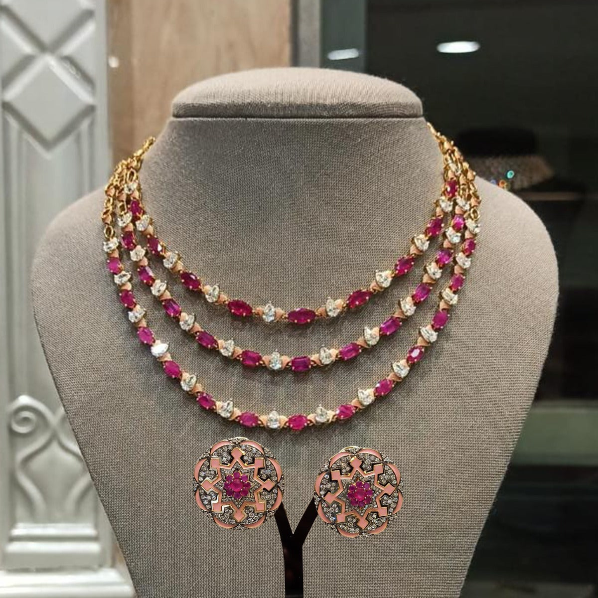 Trinamite Dainty Diamond Necklace Set