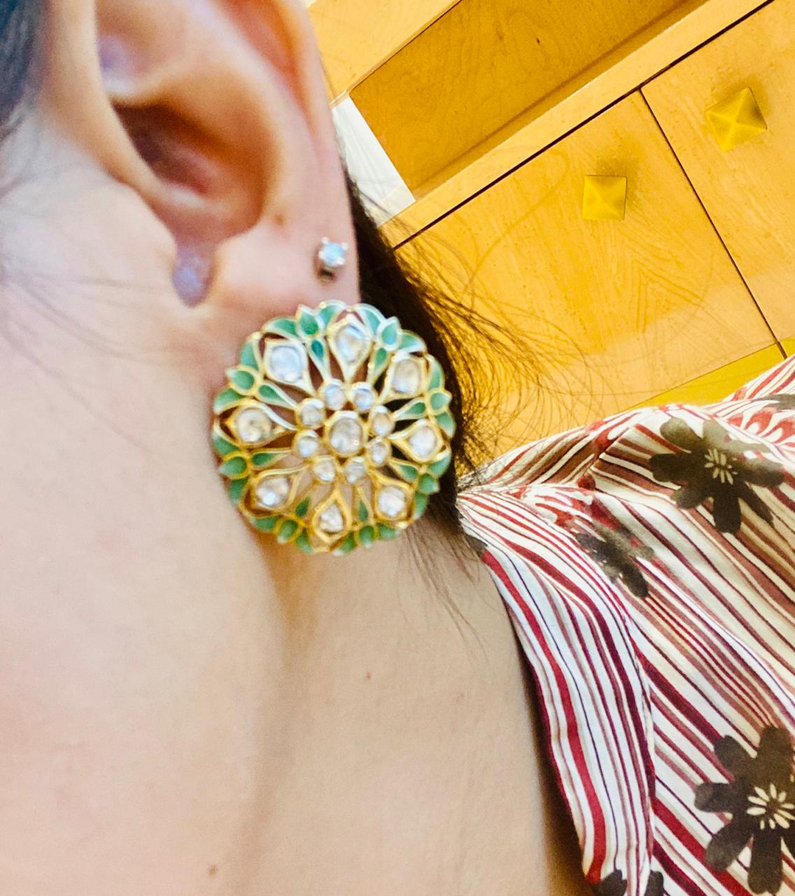 Green Shrub Polki Earrings