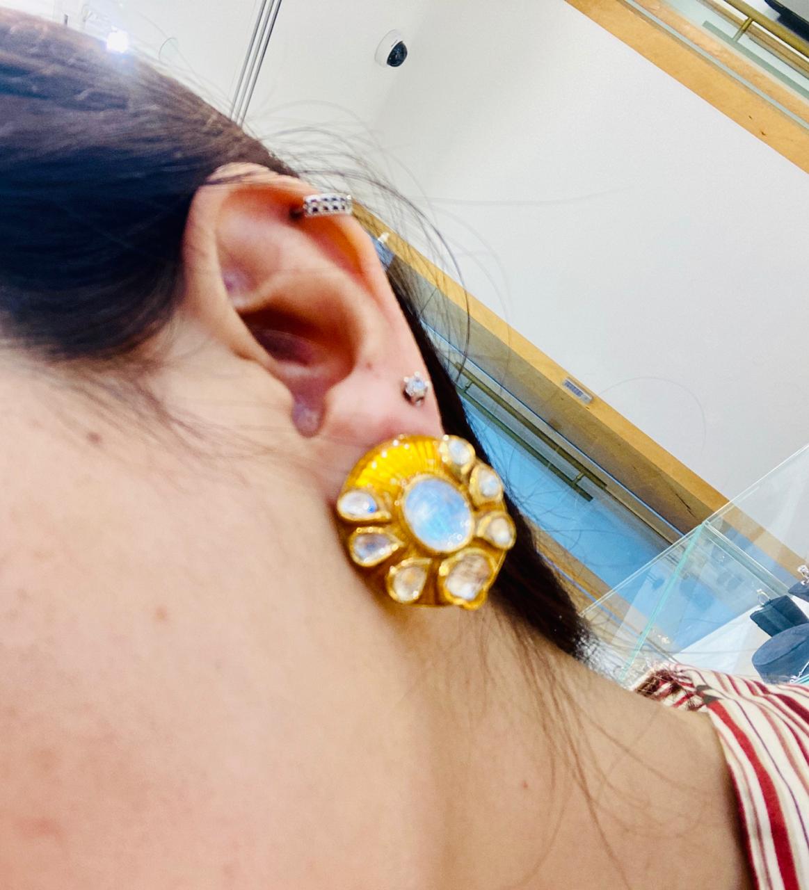 Top Etched Polki Earrings