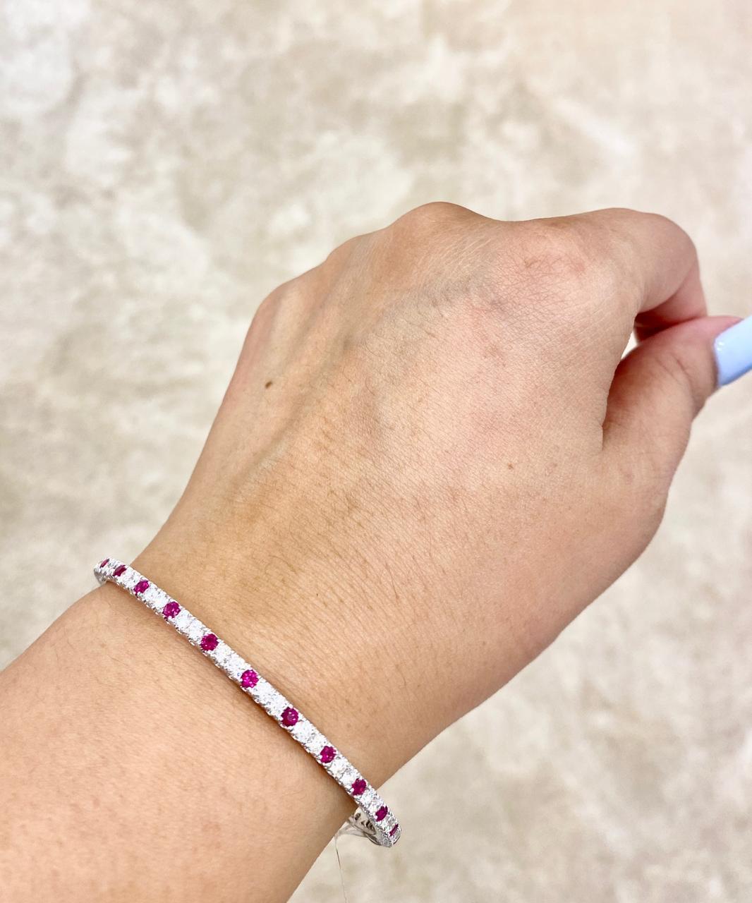 Red Peppered Diamond Bangle
