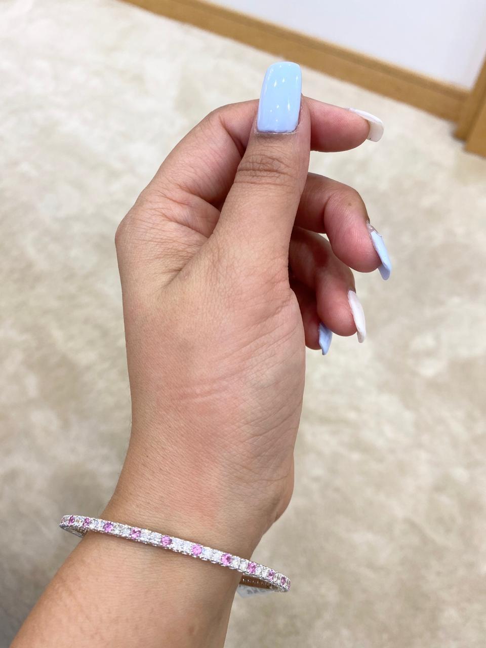 Pink Sapphire Diamond Bangle