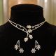 Diamond Petalled Dot Necklace Set