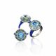 Blue Floral Ceramic Diamond Ring