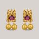 Pink Eyed Gold Earrings