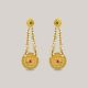 Double Round Floral Gold Earrings