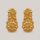Twin Leaf and Flowers Gold Earrings
