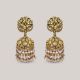 Scroll and Bead Gold Jhumkas