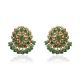 Green Oval Tree Gold Earrings