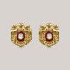 Maroon Outlined Gold Earrings