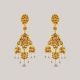Gold Tassel Floral Earrings