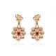 Starry Night Floral Red Gold Earrings