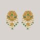 Green Dotted Gold Earrings
