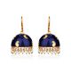 Blue Globe Gold Earrings