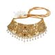 Classic Gold Choker Studded With Ruby & Pearls