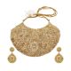 Intricately Etched Broad Gold Necklace Set